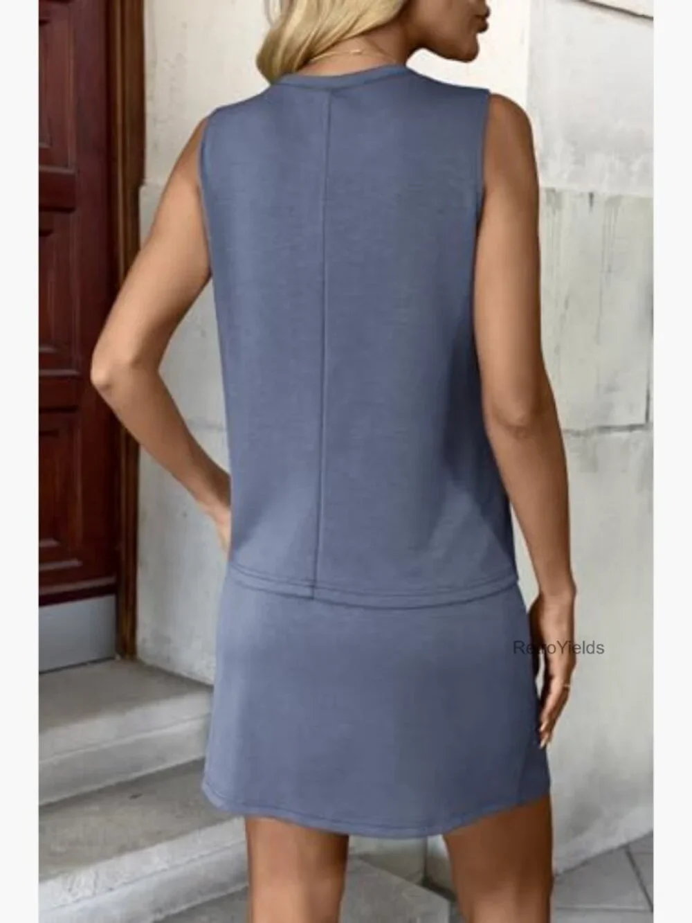 Two Piece Skirt Set - Mock Neck Top & Tennis Skirt - Lounge Matching Sets